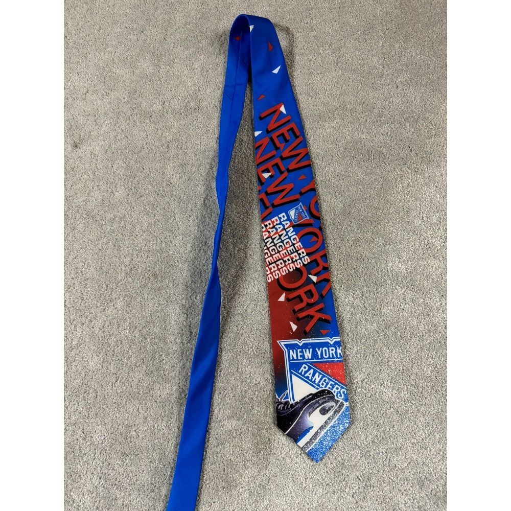 VTG 90's Ralph Martin New York Rangers NYC Hockey Men's Tie NHL Deadstock